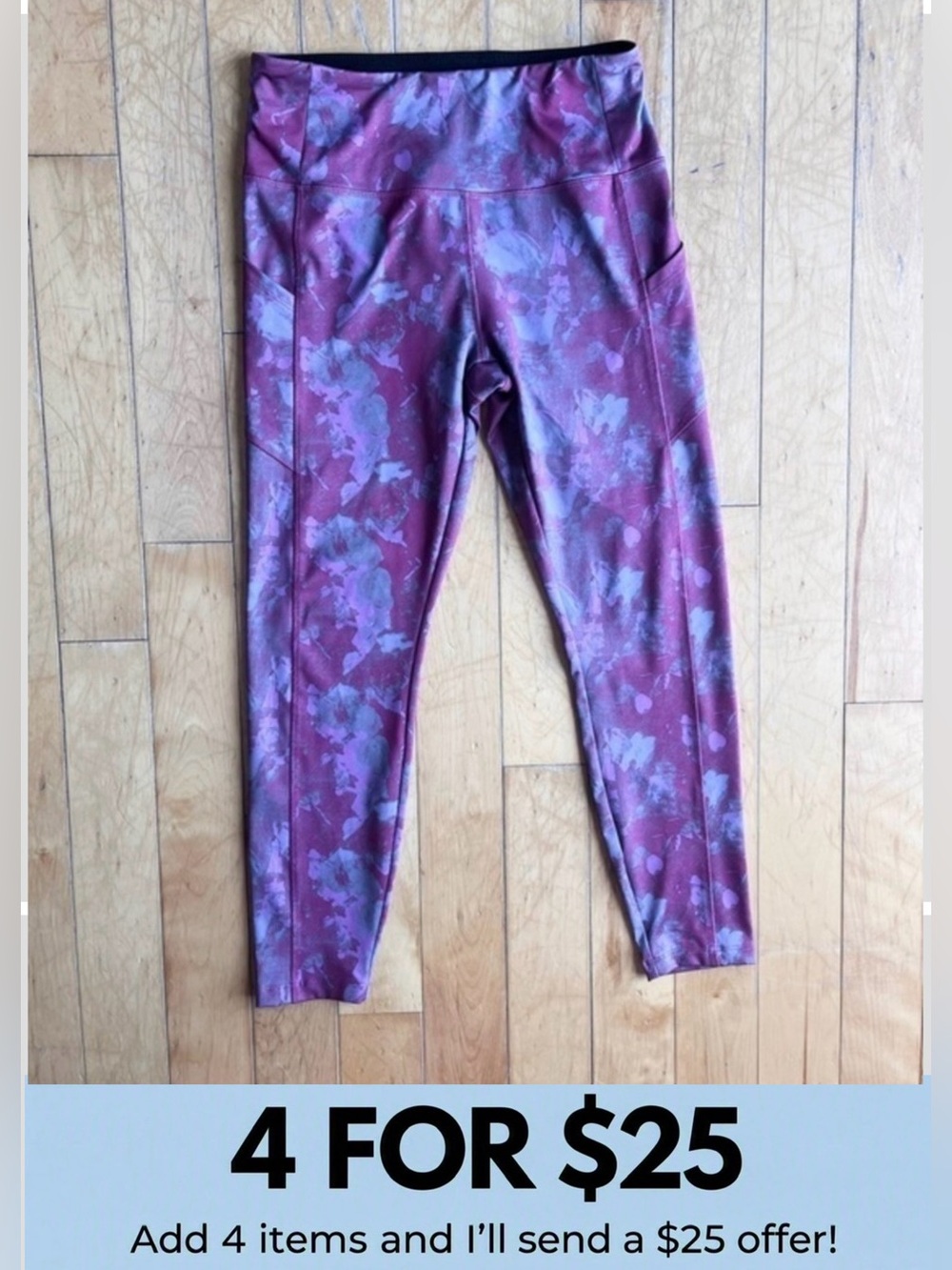 VOGO Athletica High‑Waist Watercolor‑Print Performance Leggings Size Medium
